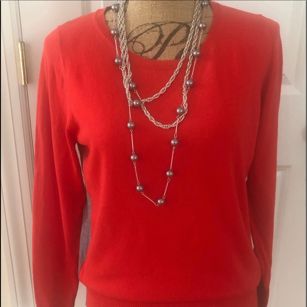 Burnt Orange Gray Cashmere blend Sweater